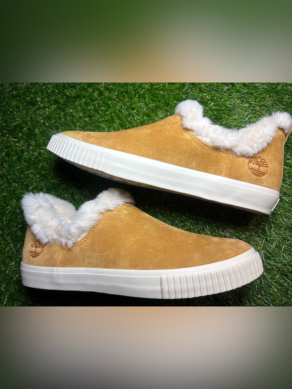 Suede Slip-On Fur-Lined Women’s 9.5 Sneakers in Camel